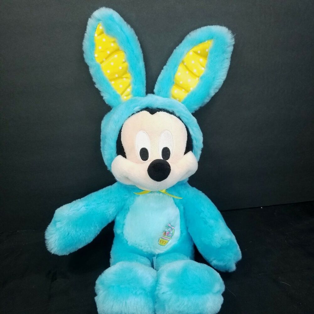 Disney Store Marshmallow Scented Mickey Mouse 18" Plush Easter Bunny Blue 2016